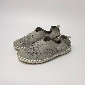 🤍 Bernie Mev Gray Suede Leather Slip-On Comfort Flats Shoes EU 39 (US 8-8.5)